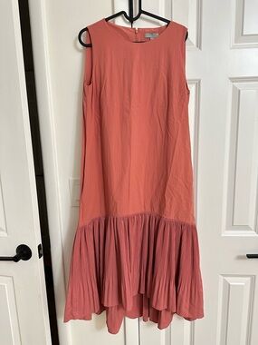 Cos Sleeveless Coral Pleated-Hem Women's mid Dress size 6